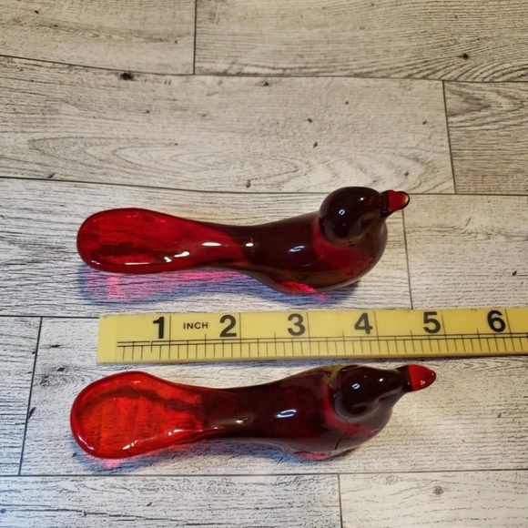 Red Glass Birds Set Of 2 - Picture 8 of 9